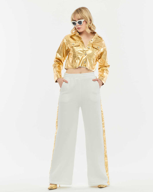 BF Moda Fashion® Luxury Damjacka i metall i guld - skimrande stil"